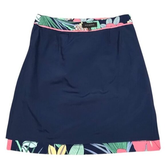 Talbots Cotton Canvas A-Line Hibiscus Skirt Size 2 - Picture 4 of 8